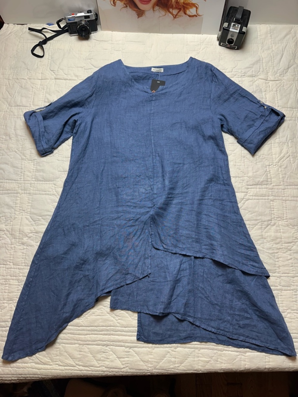 Italian Linen Lagenlook Tunic Dress | Asymmetric Layered Hem · Made in Italy